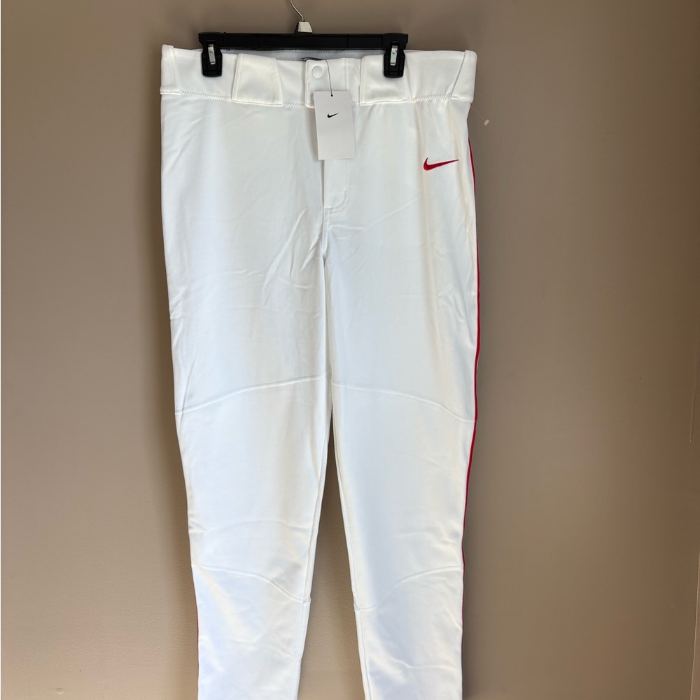Nike White baseball pants with Red stripes